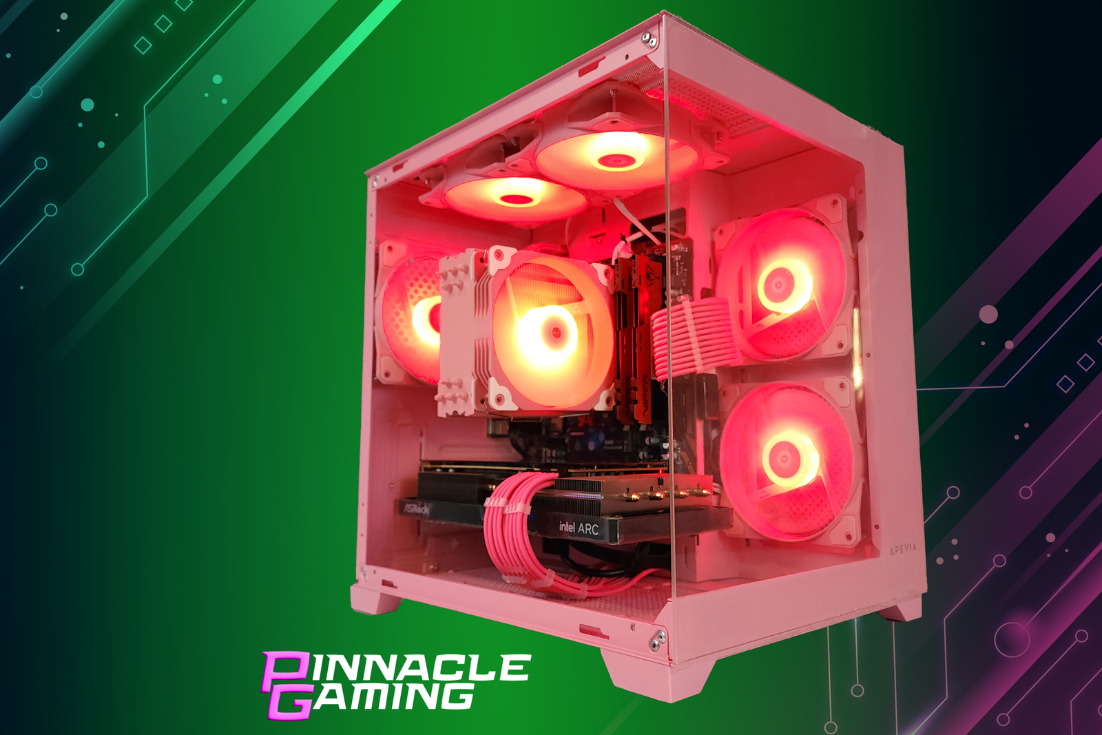 Custom Gaming Desktop PC Ryzen 5 RX 580 8GB 1TB SSD 16GB DDR4 Pink Prism