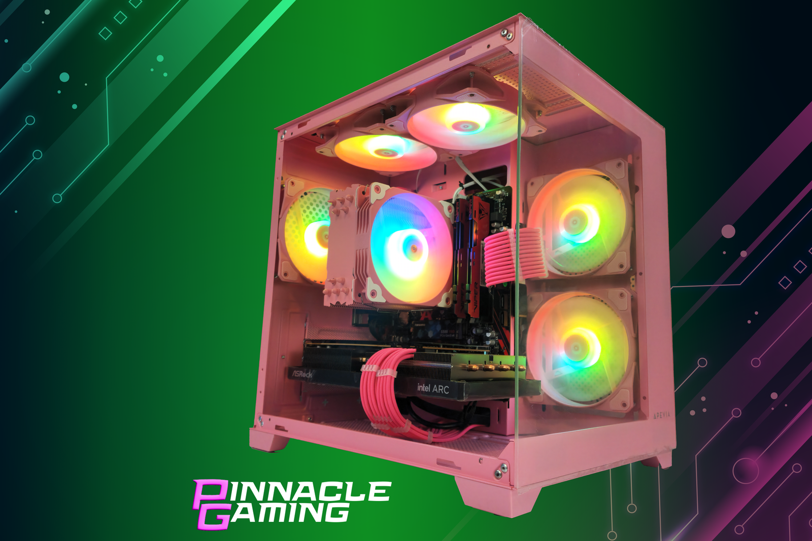 Custom Gaming Desktop PC Ryzen 5 RX 580 8GB 1TB SSD 16GB DDR4 Pink Prism