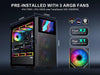 SAMA V-Play Black Gaming Mid Tower Computer Case w/ 8in LCD — angle view