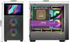 SAMA V-Play Black Gaming Mid Tower Computer Case w/ 8in LCD — rear view