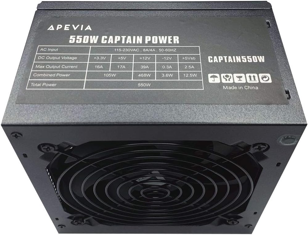 Apevia CAPTAIN550 ATX Power Supply with All Black Cables - Geek Tech