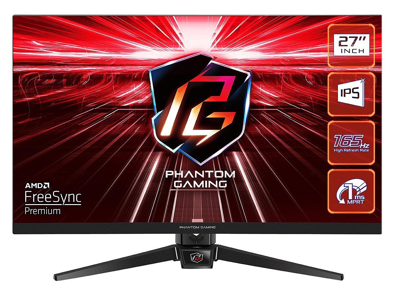 ASRock PHANTOM GAMING 27" FHD (1920 x 1080) 165Hz/1ms (144Hz and higher) FreeSync Gaming Monitor, 2 * DisplayPort, 1 * HDMI (PG27FF1A) - Geek Tech