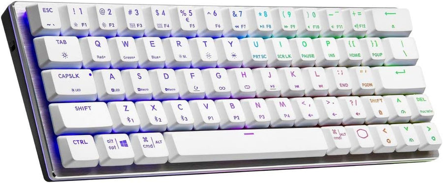 Teclado mecánico para juegos de perfil bajo Cooler Master SK622 60 % inalámbrico Bluetooth plateado/blanco (SK-622-SKTL1-US) 