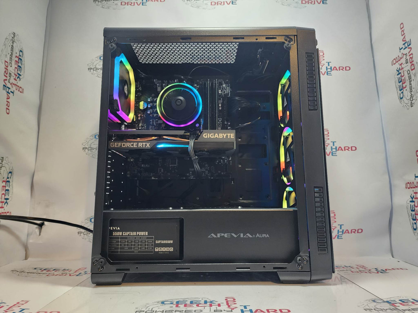 Gaming Desktop PC Computer Intel i5 NVIDIA GeForce RTX 4060 Ti 1TB SSD 16GB DDR5 Wifi Aura-P Black H610 - Geek Tech