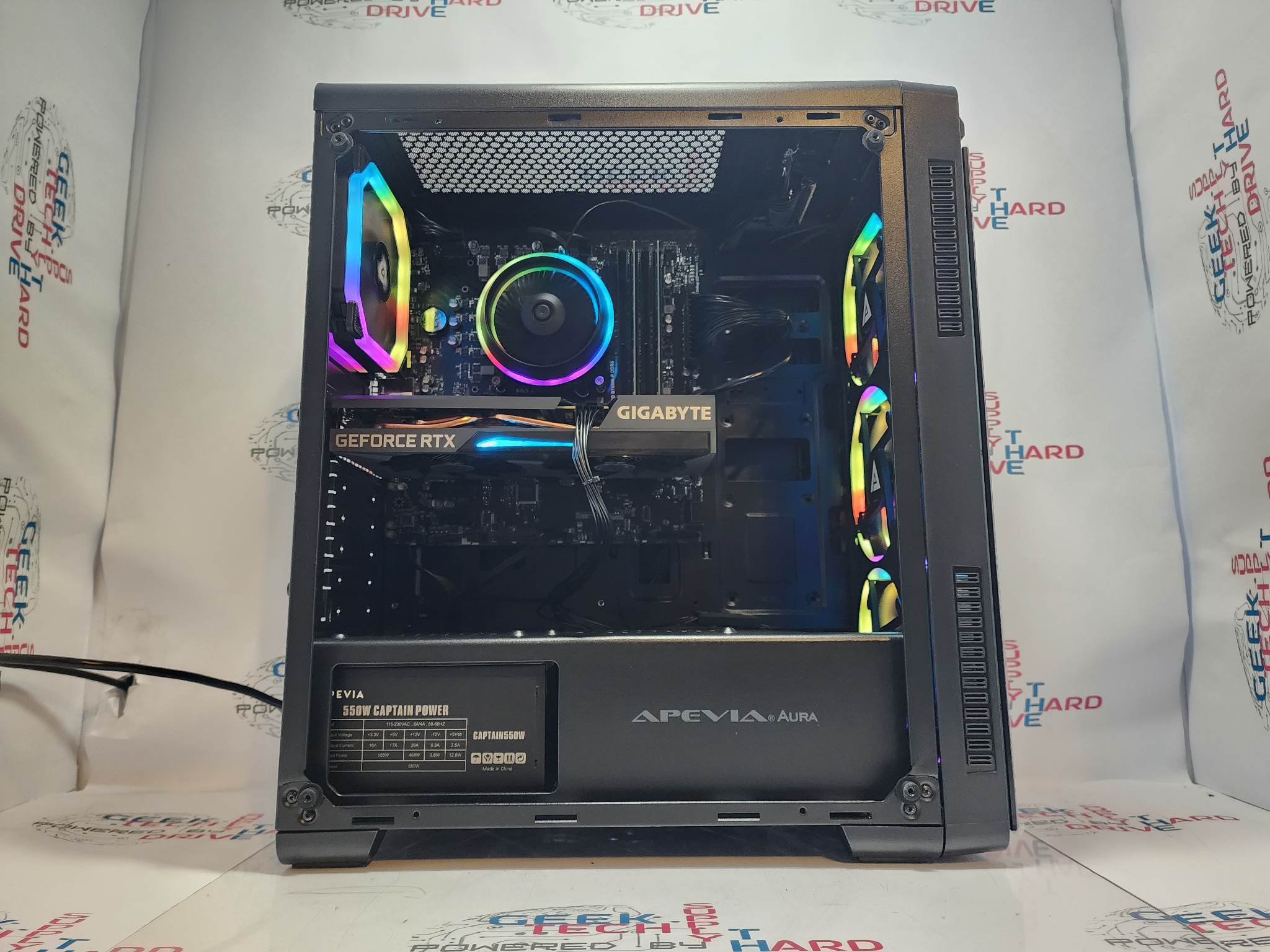 Gaming Desktop PC Computer Intel i5 NVIDIA GeForce RTX 4060 Ti 500GB SSD 8GB DDR4 Wifi Aura-P Black H610 - Geek Tech