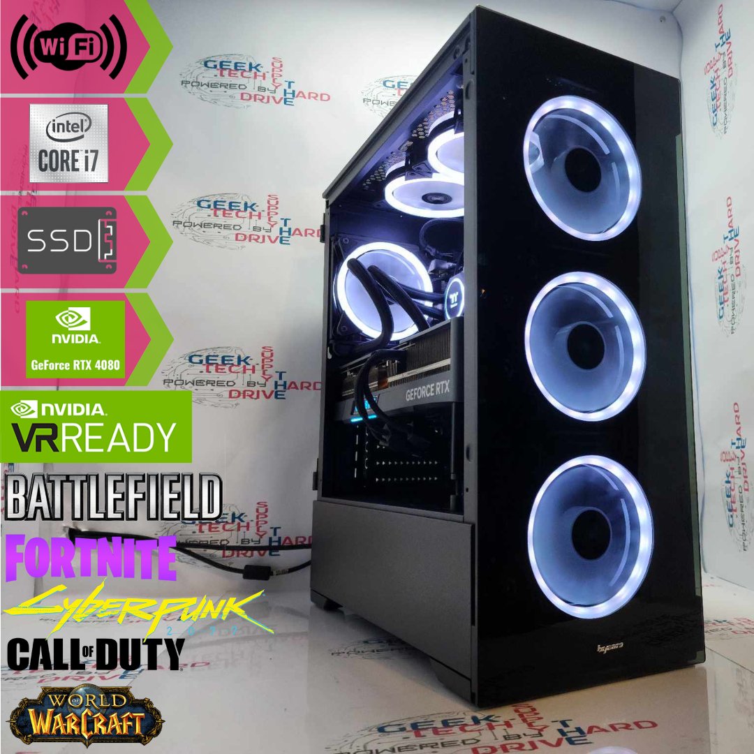 Gaming Desktop PC Computer Intel i7-12700KF NVIDIA GeForce RTX 4080 2tb M2 SSD 32gb DDR5 VR RGB Vog - Geek Tech