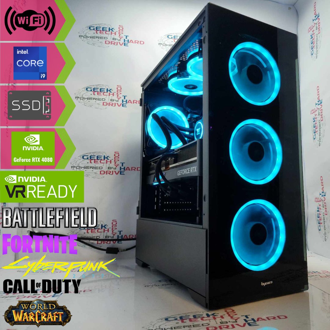 Gaming Desktop PC Computer Intel i9-12900KF NVIDIA GeForce RTX 4080 2tb M2 SSD 32gb DDR5 VR RGB Voguish - Geek Tech