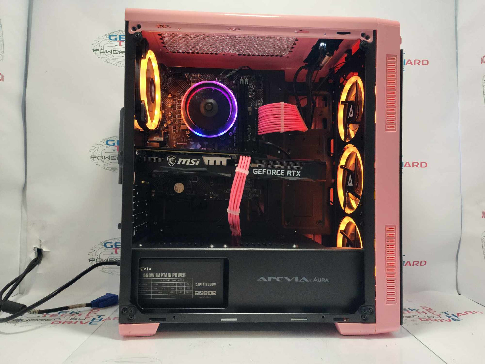 GTech Custom PC Windows 11 H610M-G i5-12400 RTX 3060 1tb SSD 16GB DDR Wi-Fi Bluetooth Pink - Geek Tech