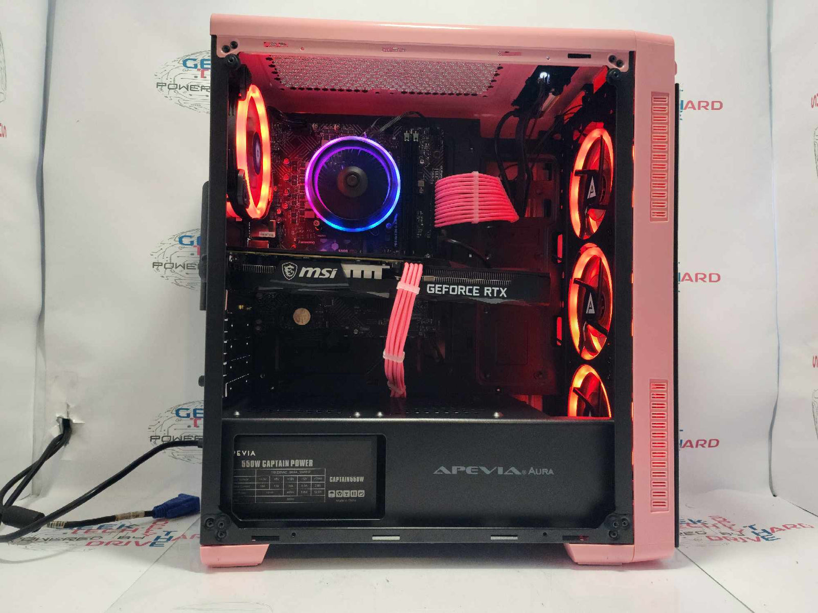 GTech Custom PC Windows 11 H610M-G i5-12400 RTX 3060 1tb SSD 16GB DDR Wi-Fi Bluetooth Pink - Geek Tech