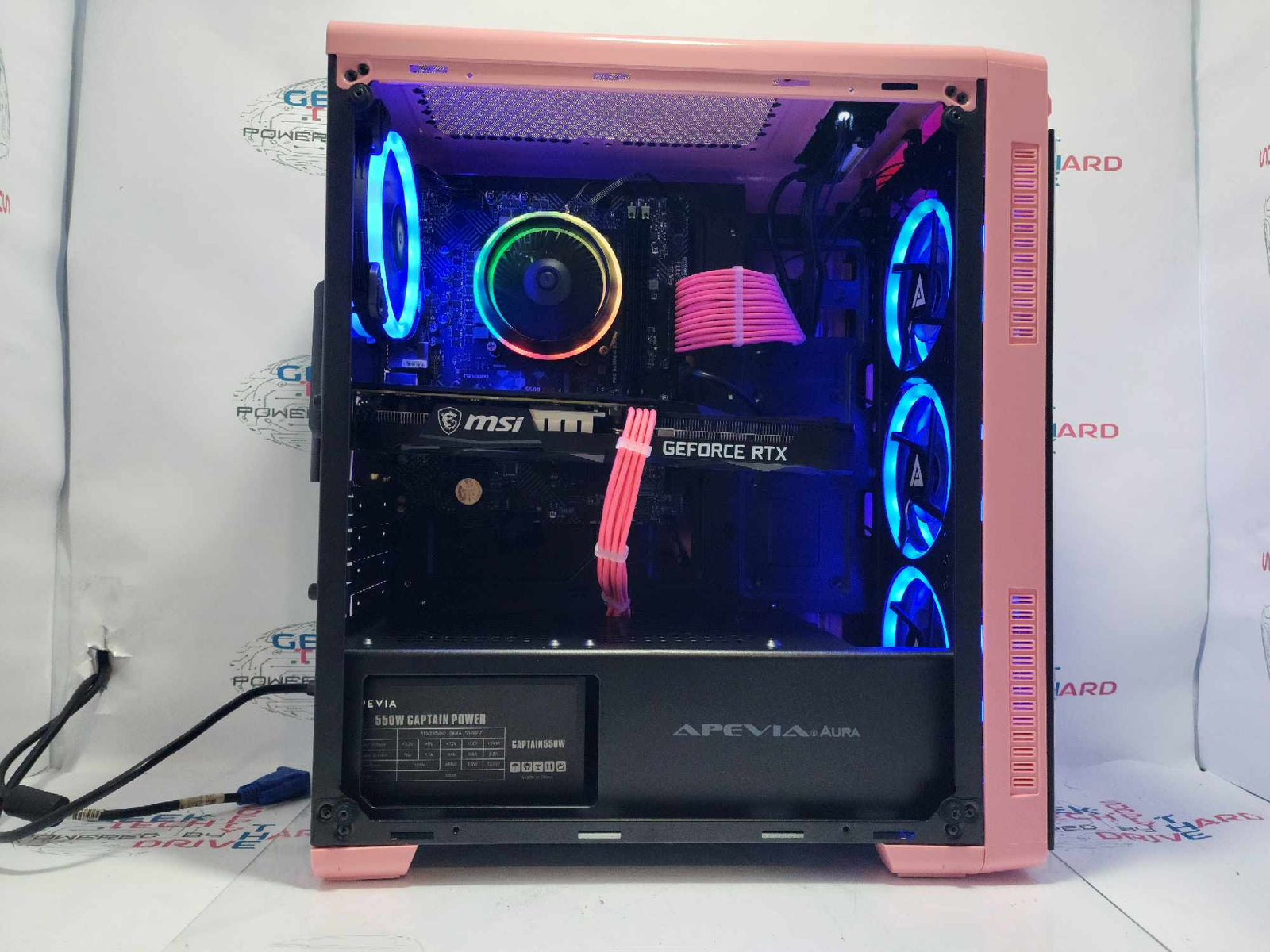 GTech Custom PC Windows 11 H610M-G i5-12400 RTX 3060 1tb SSD 16GB DDR Wi-Fi Bluetooth Pink - Geek Tech