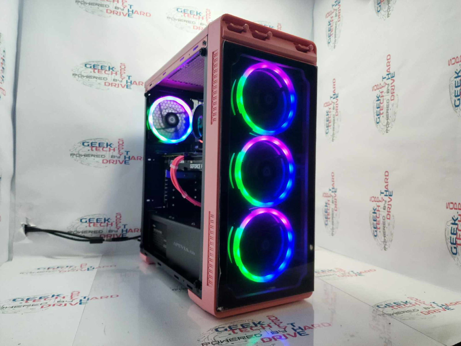 GTech Custom PC Windows 11 H610M-G i5-12400 RTX 3060 1tb SSD 16GB DDR Wi-Fi Bluetooth Pink - Geek Tech