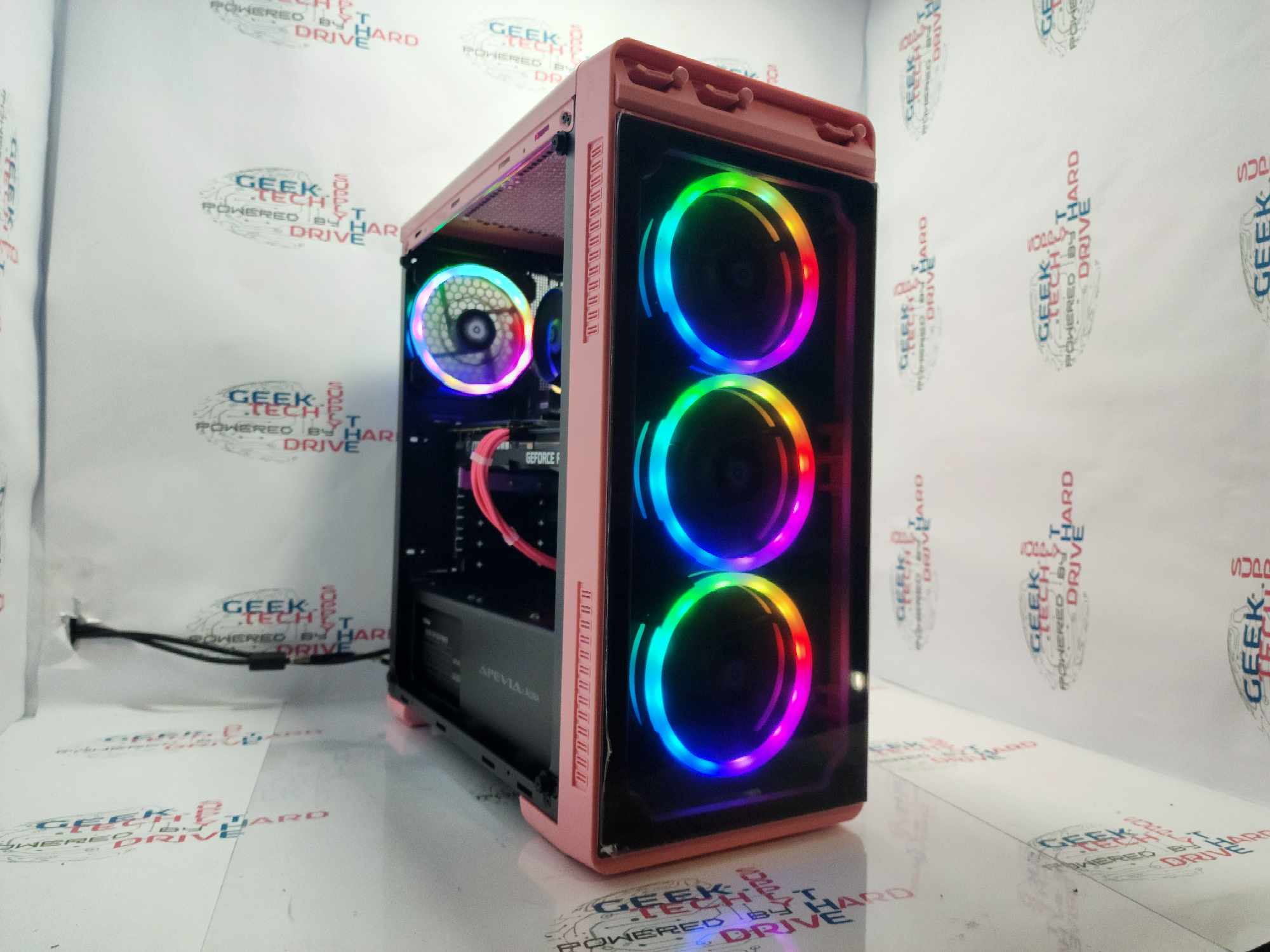 GTech Custom PC Windows 11 H610M-G i5-12400 RTX 3060 1tb SSD 16GB DDR Wi-Fi Bluetooth Pink - Geek Tech