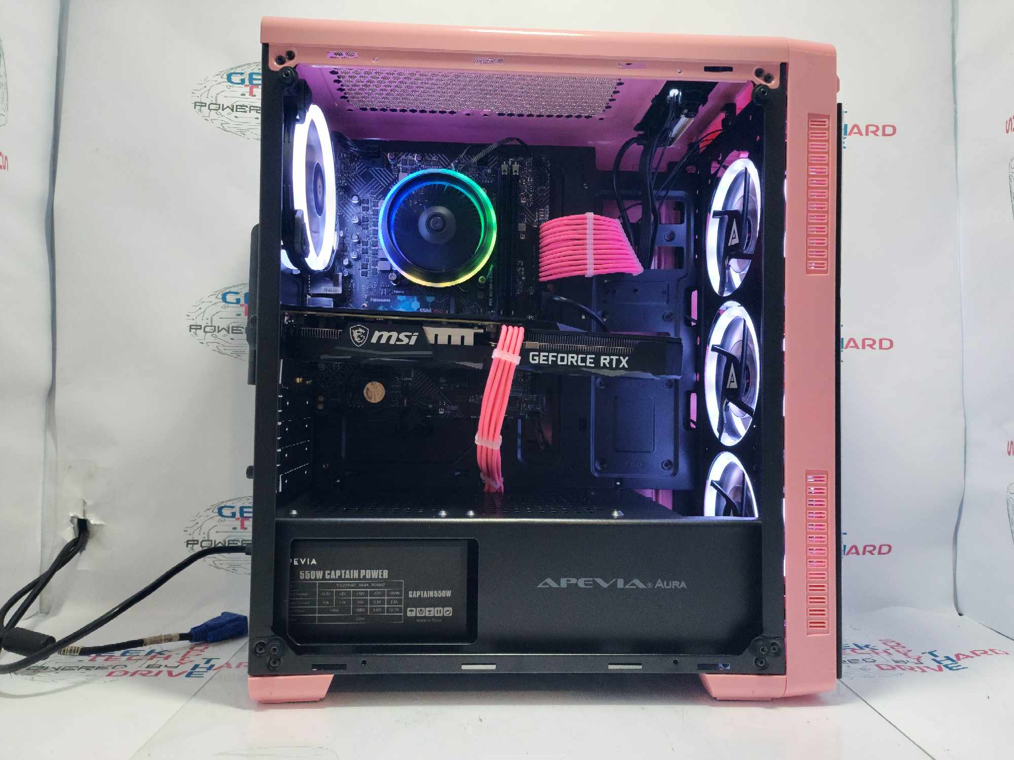 GTech Custom PC Windows 11 H610M-G i5-12400 RTX 3060 1tb SSD 16GB DDR Wi-Fi Bluetooth Pink - Geek Tech