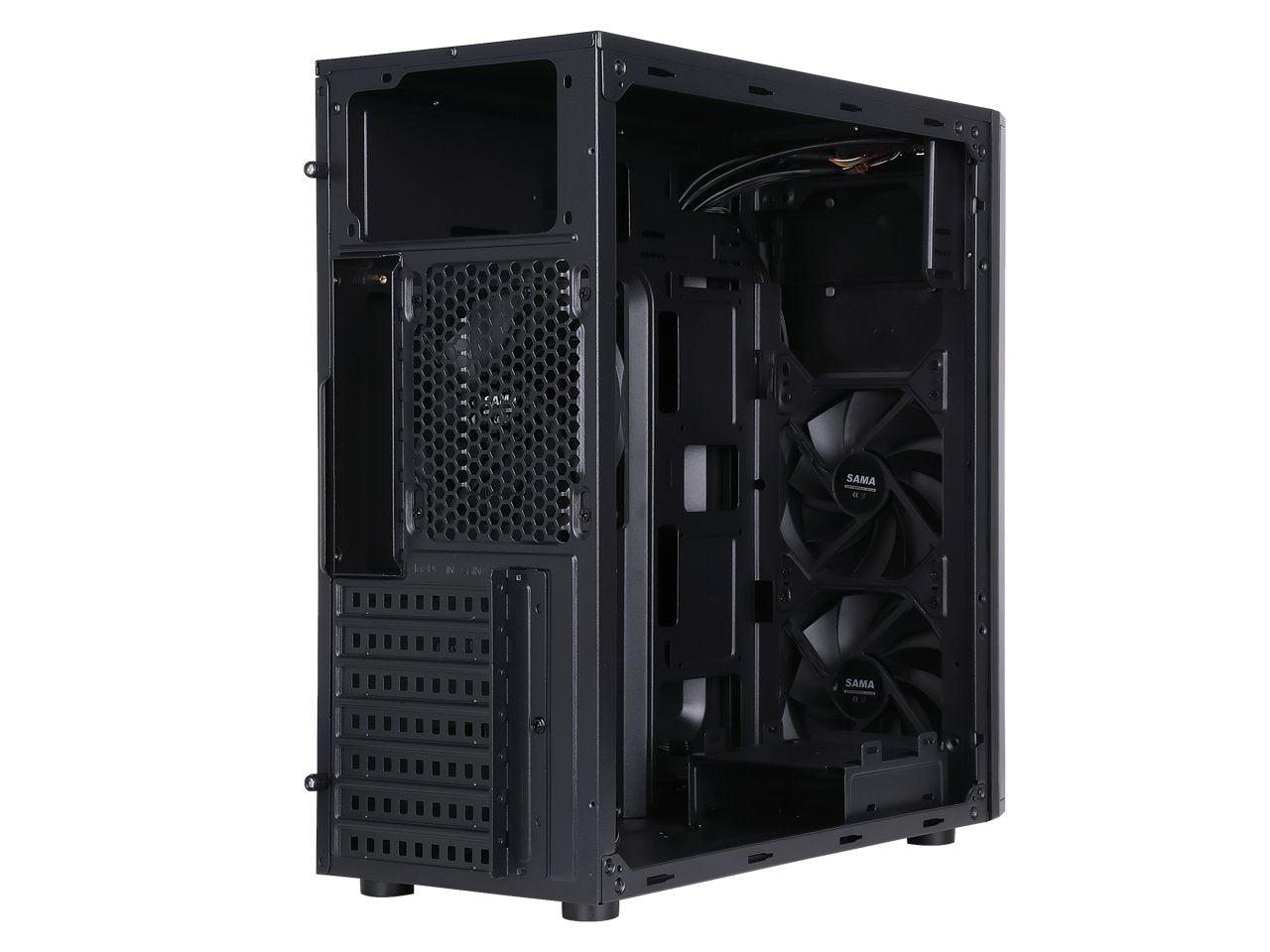 Sama Jazovo-BK Black USB3.0 Steel ATX Mid Tower Computer Case, 3 x120mm Black Fan (2 x front, 1x Rear Pre-Installed) - Geek Tech