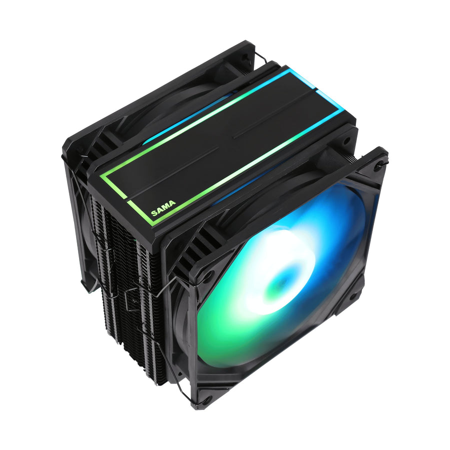 Ventilador de refrigeración para CPU SAMA KA600D RGB Intel LGA 1150 1151 1155 1156 1200 1366 1700 Negro 