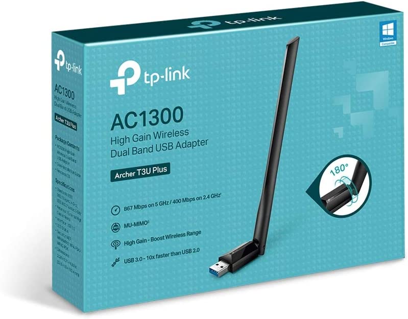 Adaptador WiFi USB TP-Link para PC de escritorio, adaptador de red WiFi de banda dual USB 3.0 de 1300 Mbps con 2,4 GHz/5 GHz 