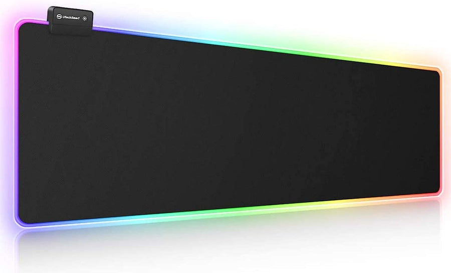 Alfombrilla de ratón para juegos LeadsaiL RGB de longitud completa, grande, color negro 